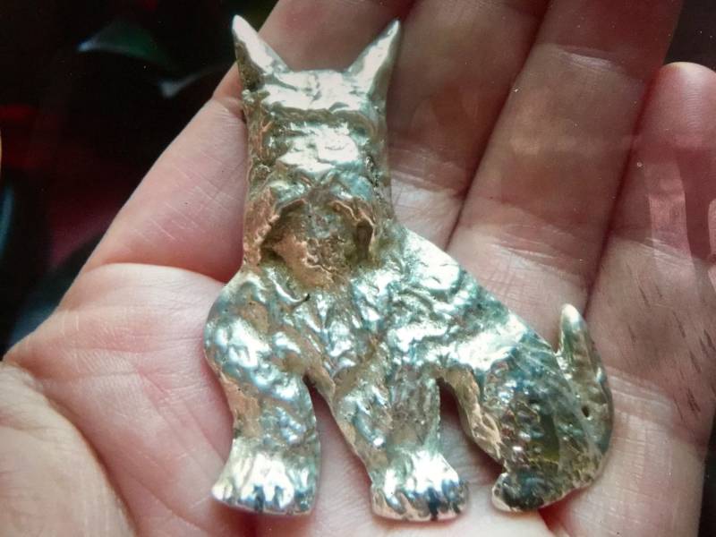 Ungewöhnliche Vintage Silber Scottie Hunde Brosche von SallySales