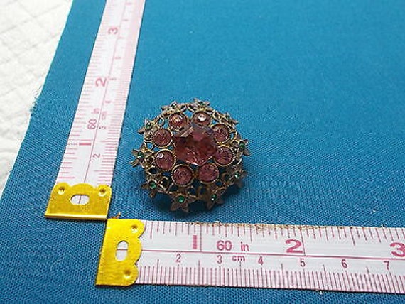 Vintage Pink Strass Brosche - C1950 von SallySales
