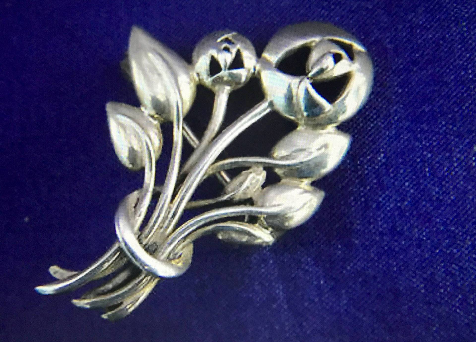 Vintage Silber Blumenstrauß Brosche von SallySales