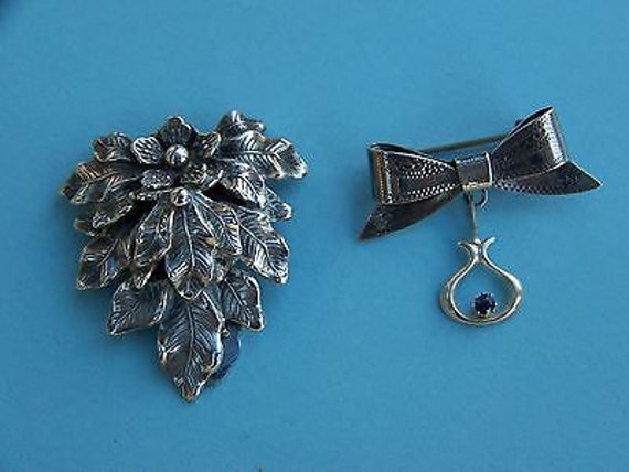 Vintage Silber Rebe Blatt Clip von SallySales