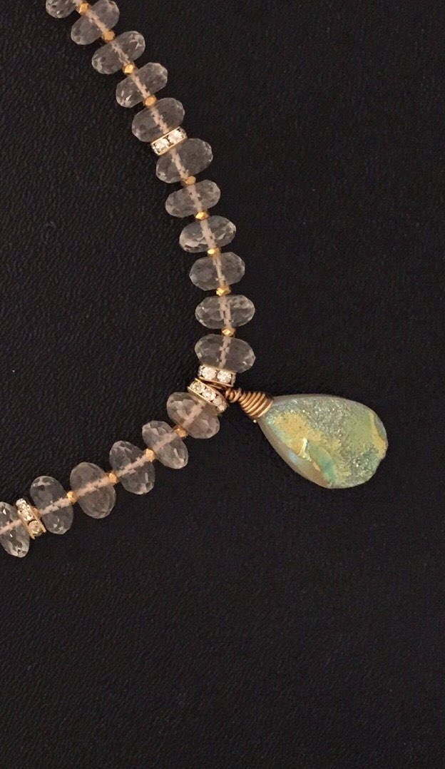 Bergkristall-Kette Mit Druzy Tropfen von SalmonRiverJewelry