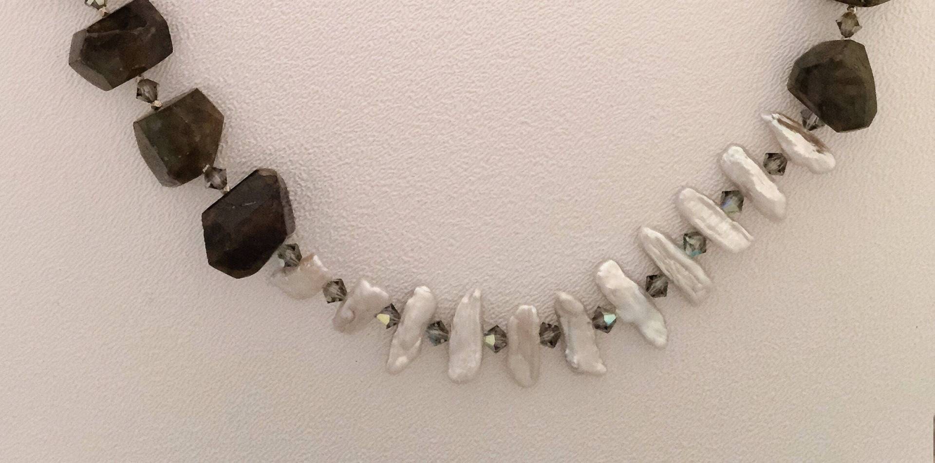 Labradorit Und Süßwasser Perlenkette von SalmonRiverJewelry