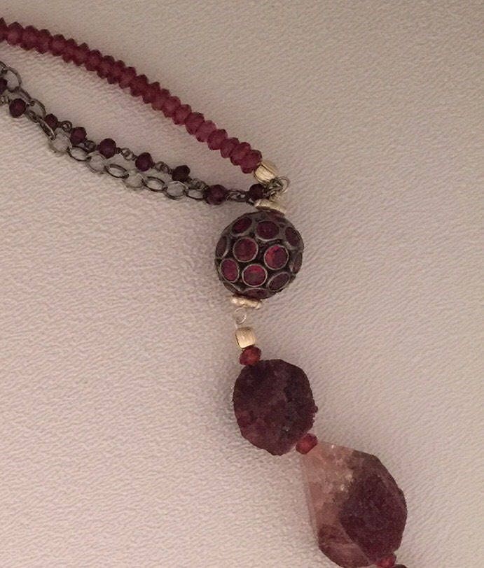 Multi-strang Granat Halskette von SalmonRiverJewelry