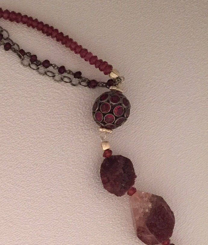 Multi-strang Granat Halskette von SalmonRiverJewelry