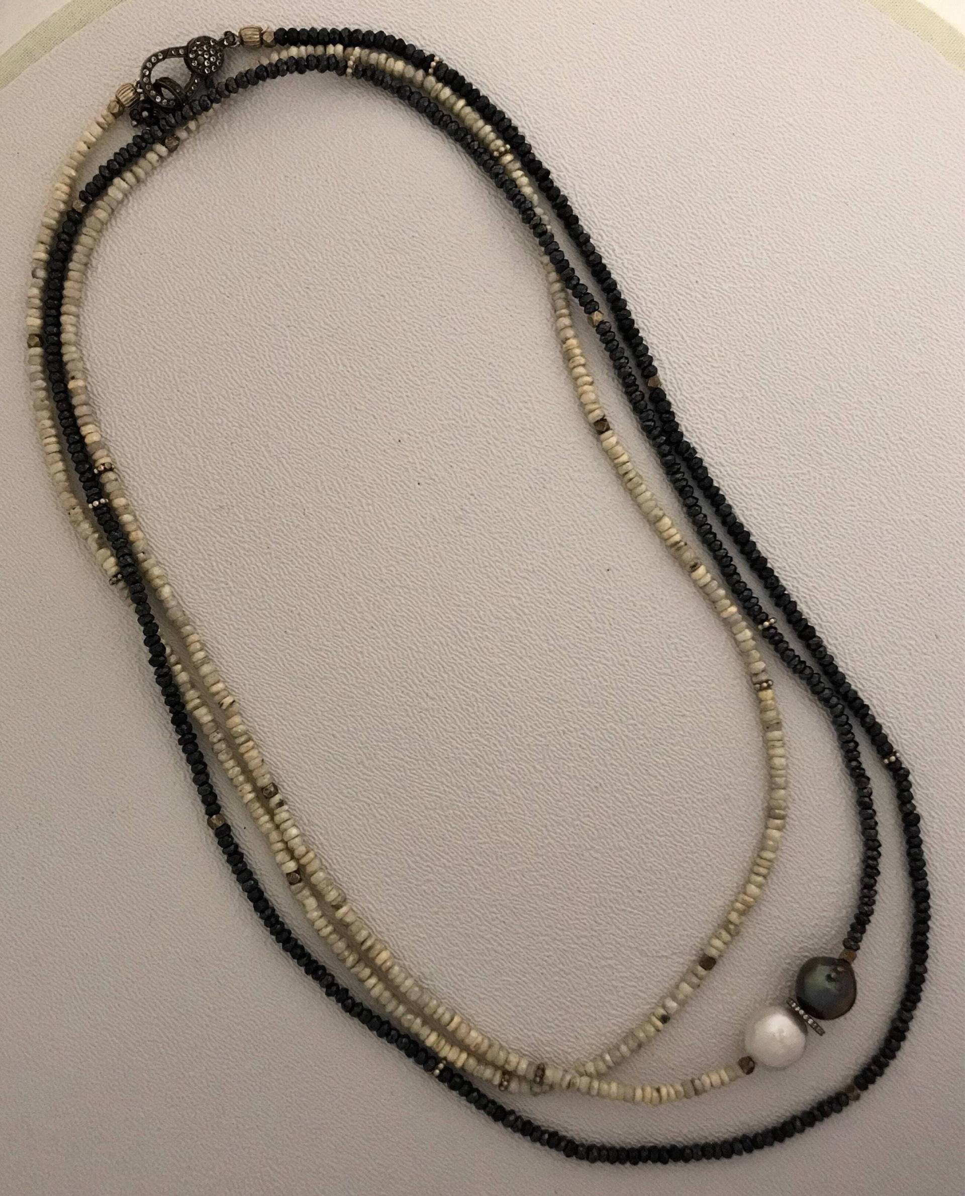 Weiß Saphir Und Spinell Lange Halskette Mit Perlen von SalmonRiverJewelry