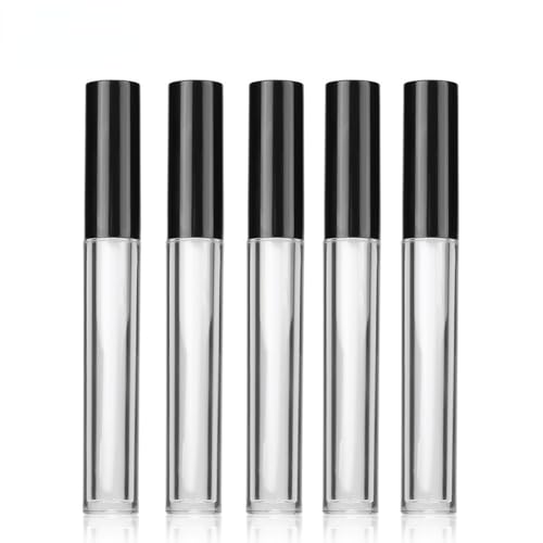 6 x 5 ml. Leere wiederverwendbar Glasflaschen in Rollenform, transparente Flaschen mit schwarzem Verschluss, ideal für Lipgloss Eyeliner, ätherische Öle. von ZJchao
