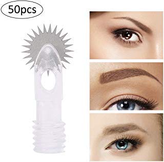 Microblading Roller Nadeln, Einweg Sterile Augenbraue Tattoo Nadel, Permanent Make-Up Roller Pins Manuelle Tattoo Maschine Pin für Tattoo Lip Eyeliner Schnelle Färbung(Klein-50pcs) von Salmue