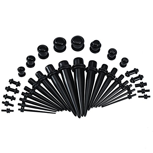 Salmue Piercing Tapers, Acryl Körperschmuck Ohr Tunnel Flesh Plug, Damen Herren Ohrpiercing, Ohr Dehnstäbe Tunnel Ohrpiercing Taper(Schwarz) von Salmue