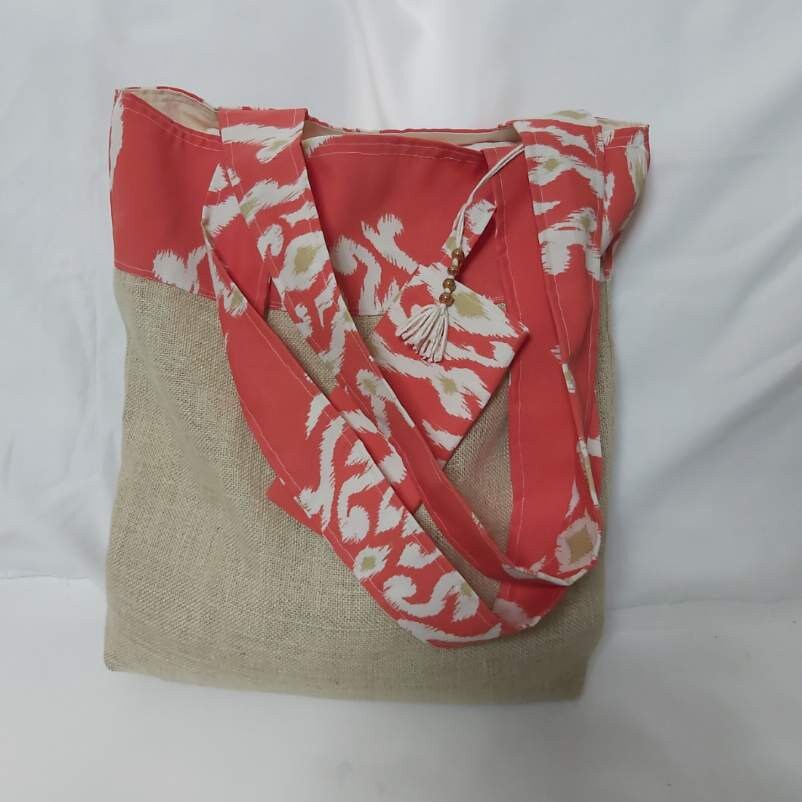 Jute Und Orange Strandtasche, Gewebte Strandtasche/Geldbörse Tragetasche Aus 100% Baumwolle & Sackleinen Jute Und Orange Strandtasche, Gewebte Strandtasche/Geldbörse Tragetasche Aus 100% Baumwolle & Sackleinen von SalomePad