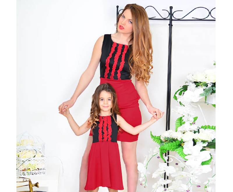 Mama Und Ich Schwarz Rot Passende Kleider. Weihnachten Foto-Session-Kleid, Mutter Tochter Kleider, Outfits von SalominaStore
