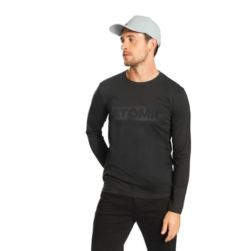 ATOMIC ALPS LS T-SHIRT - Schwarz - Größe M - Hochwertiges Langarmshirt aus Baumwolle - Longsleeve mit High Density Print & Label im Nacken - Longshirt in klassischer Passform von Salomon
