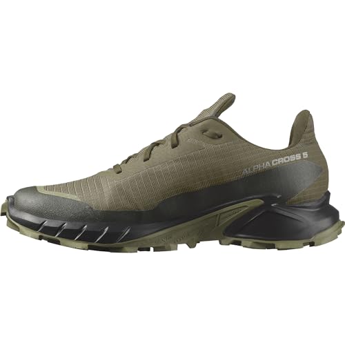 Salomon Alphacross 5 Gore-Tex Wasserdichte Herren Trail-Laufschuhe,Starker Grip,Wasser- und Wetterschutz,Olive Night,40 ⅔ von Salomon