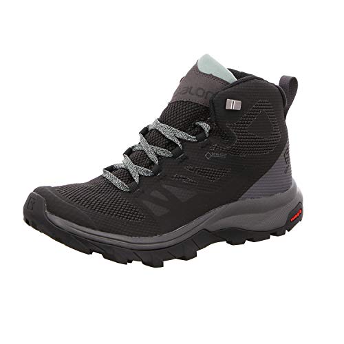 Salomon Outline Mid Gore-Tex (wasserdicht) Damen Trekking- & Wanderschuhe, Schwarz (Black/Magnet/Green Milieu), 45 1/3 EU von Salomon