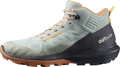 Salomon Outpulse Mid Gore-tex Wanderstiefel für Damen Traillaufschuh, Schmiedeeisen/Ebenholz/Blazing Orange, 40 EU von Salomon