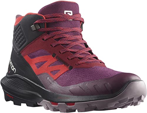 Salomon Damen Outpulse Mid GTX W Traillaufschuh, Traubenwein/Vanilleeis/Mohnblumenrot, 40 EU von Salomon