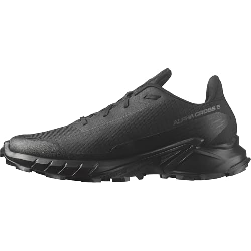 Salomon Alphacross 5 Herren Trail-Laufschuhe, Starker Grip, Anhaltender Komfort, Vielseitige Performance, Black, 46 2/3 von Salomon