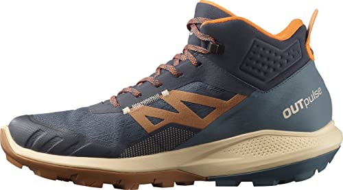 Salomon Herren Outpulse Mid GTX Kletterschuh, Ebenholz/gebleichter Sand/kräftiges Orange, 44 EU von Salomon