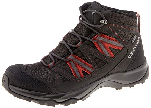 Salomon Leighton Mid GTX Herren Wander Trekking Stiefel, wasserdicht, Schwarz (Phantom/Phantom/Red Ochre) 45 1/3 EU von Salomon