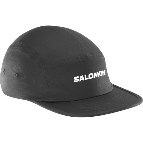 Salomon Logo 5 Panel, atmungsaktive Laufkappe für Herren, Trailrunning, Wandern, Outdoor-Sport, Five-Panel-Style, Deep Black, L/XL von Salomon