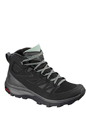 Salomon Outline Mid Gore-Tex (wasserdicht) Damen Trekking- & Wanderschuhe, Schwarz (Black/Magnet/Green Milieu), 38 2/3 EU von Salomon