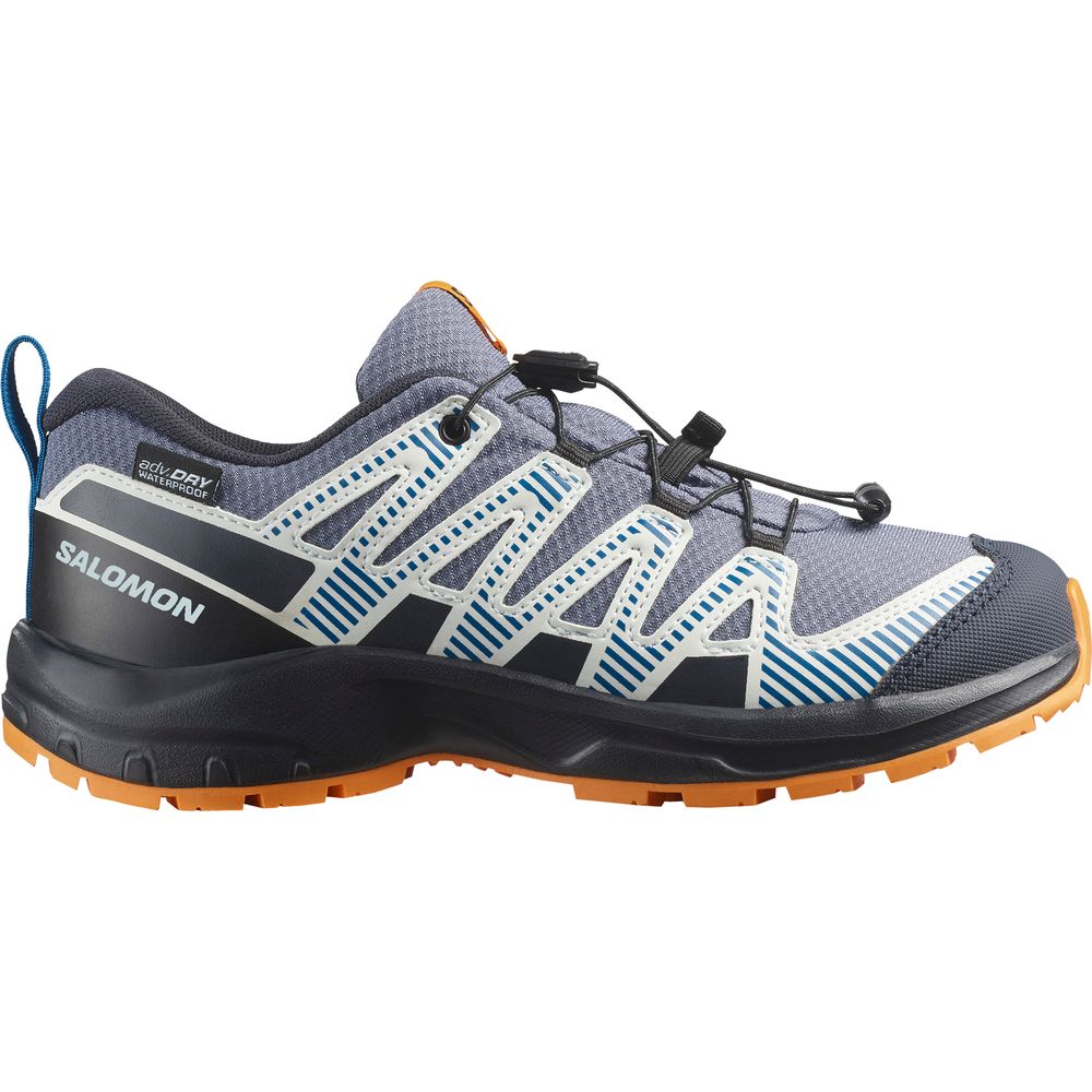 Salomon Shoe XA Pro V8 Waterproof J Kinder Wanderschuh grisaille dark blue turmeric 37 von Salomon