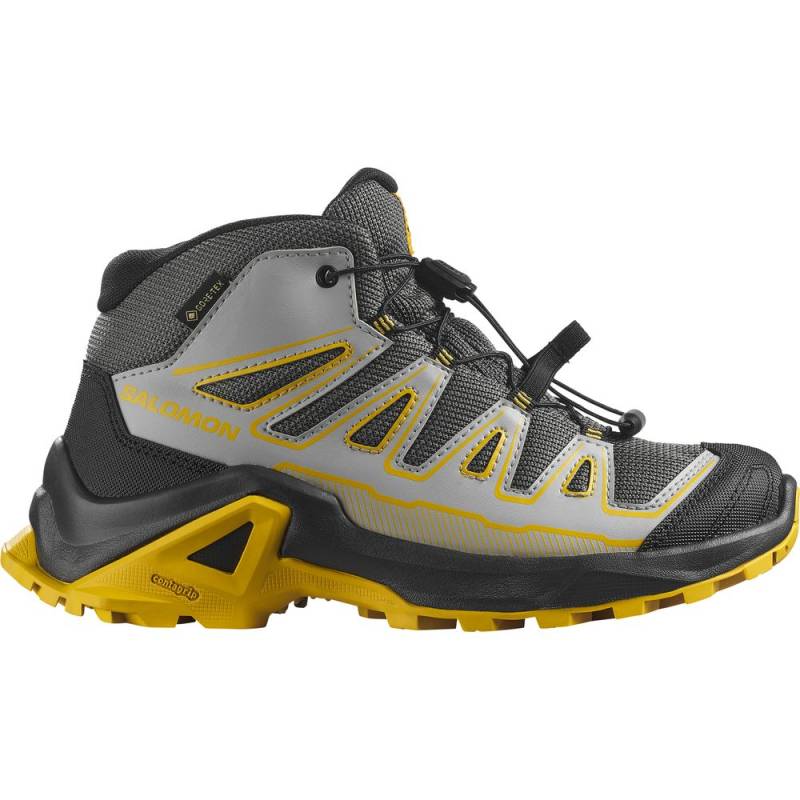 Salomon Shoes X Ultra Mid GTX J Kinder Wanderschuh castlerock black spicy mustard 35 von Salomon