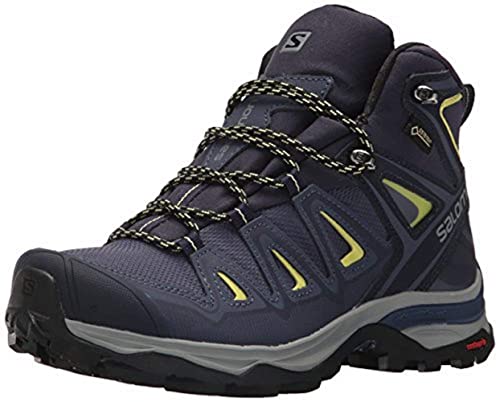 Salomon X Ultra 3 Wide Mid Gore-Tex (wasserdicht) Damen Trekking- & Wanderschuhe, Blau (Crown Blue/Evening Blue/Sunny Lime), 44 EU von Salomon