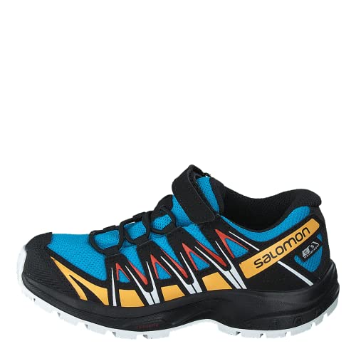 Salomon XA Pro 3D Climasalomon™ Waterproof (wasserdicht) Junior Kinder Trailrunning-Schuhe, Blau (Hawaiian Ocean/Cherry Tomato/Warm Apricot), 33 EU von Salomon