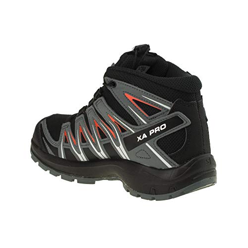 Salomon XA Pro 3D Mid Climasalomon™ Waterproof (wasserdicht) Junior Kinder Trailrunning-Schuhe, Schwarz (Black/Stormy Weather/Cherry Tomato), 33 EU von Salomon