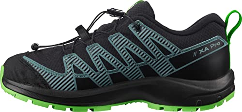 Salomon XA Pro V8 Climasalomon™ Waterproof (wasserdicht) Kinder Trailrunning-Schuhe, Schwarz (Black/Black/Green Gecko), 33 EU von Salomon