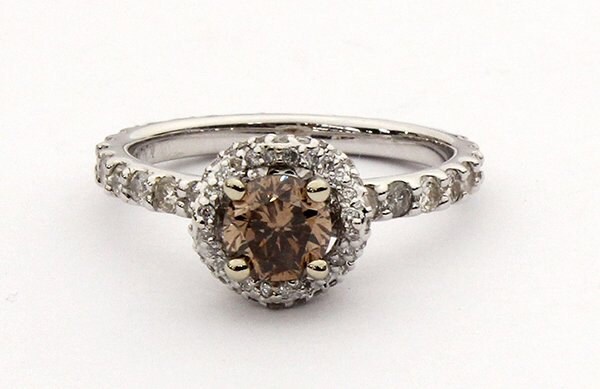 Egl Certified Fancy Brown Diamant 18Kt Weißgold Ring Vintage von SalonClassique