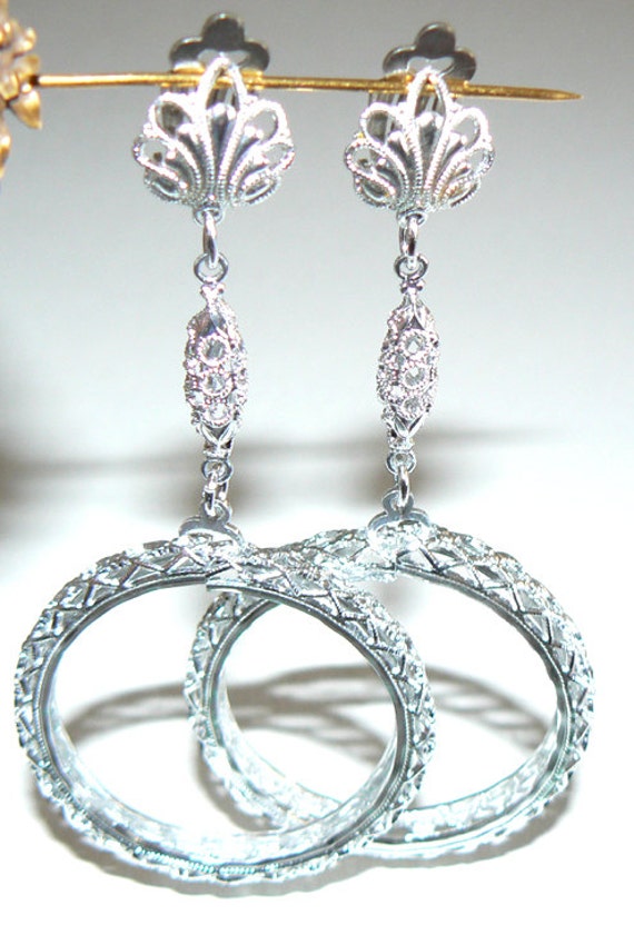 Exquisite Filigrane Vintage Ohrring Aus West Germany Leichtes Gewicht Nie Getragen Silber Ton von SalonClassique