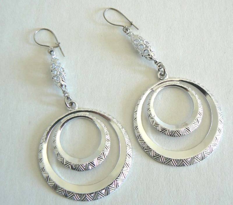 Exquisite Filigranen Vintage Ohrring Aus Westdeutschland Geringes Gewicht Nie Getragen Silberton von SalonClassique