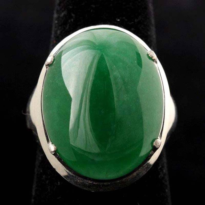 Mason Kay Certified Silber Cabochon Jadeit Jade Ring Vintage Antik Lebendig Sehr Edel Schmuck Weihnachtsgeschenk Weihnachten Neujahr von SalonClassique
