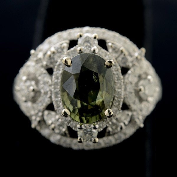 Schöne Sapphire, Diamant 14K Weißgold Ring Vintage Gut Schmuck Urlaub Geschenk Weihnachten Neujahr von SalonClassique