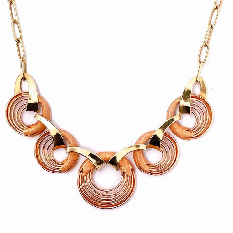 Antik Art Deco Gold Halskette Rose Kette 1920Er Jahre 1930Er Retro Kreis 14K Damen Handgemachte Goldkette von SalonUber