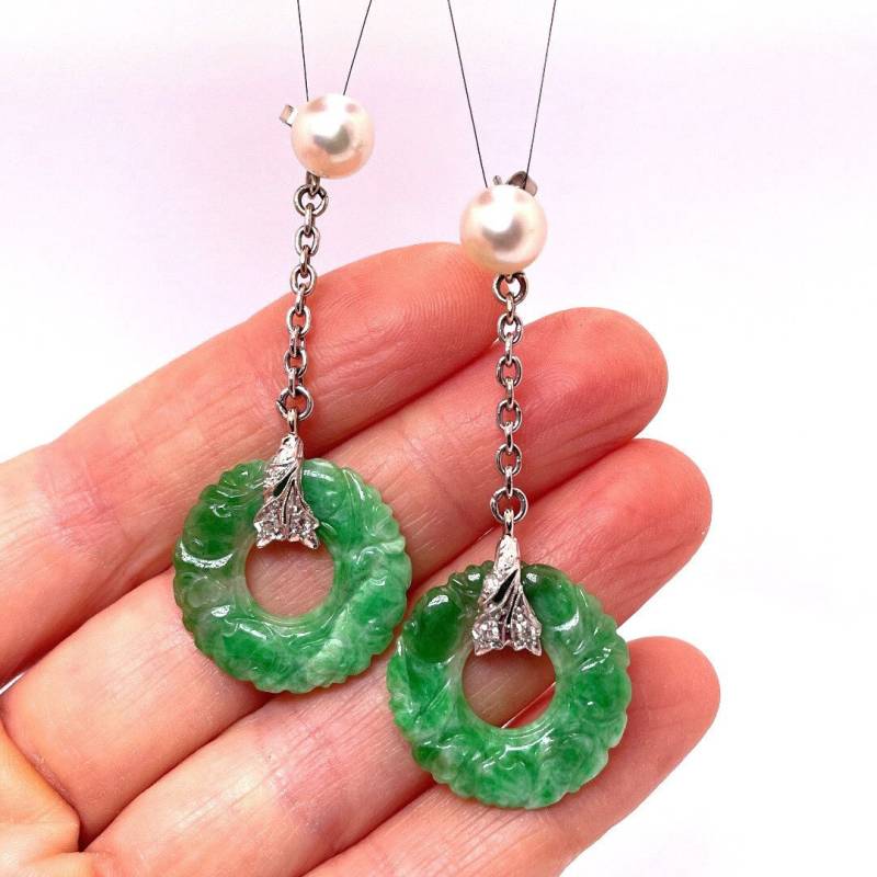Antike Art Deco Jade Ohrringe Jadeit 14K Gold Hängeohrringe 1920Er Jahre Antik Schmuck 1930Er Antike Art Deco Jade Ohrringe Jadeit 14K Gold Hängeohrringe 1920Er Jahre Antik Schmuck 1930Er von SalonUber