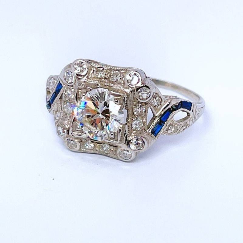 Art Deco Diamant Ring 1920Er Jahre Verlobungsring 1930Er Saphir Platin Art Deco Diamant Ring 1920Er Jahre Verlobungsring 1930Er Saphir Platin von SalonUber