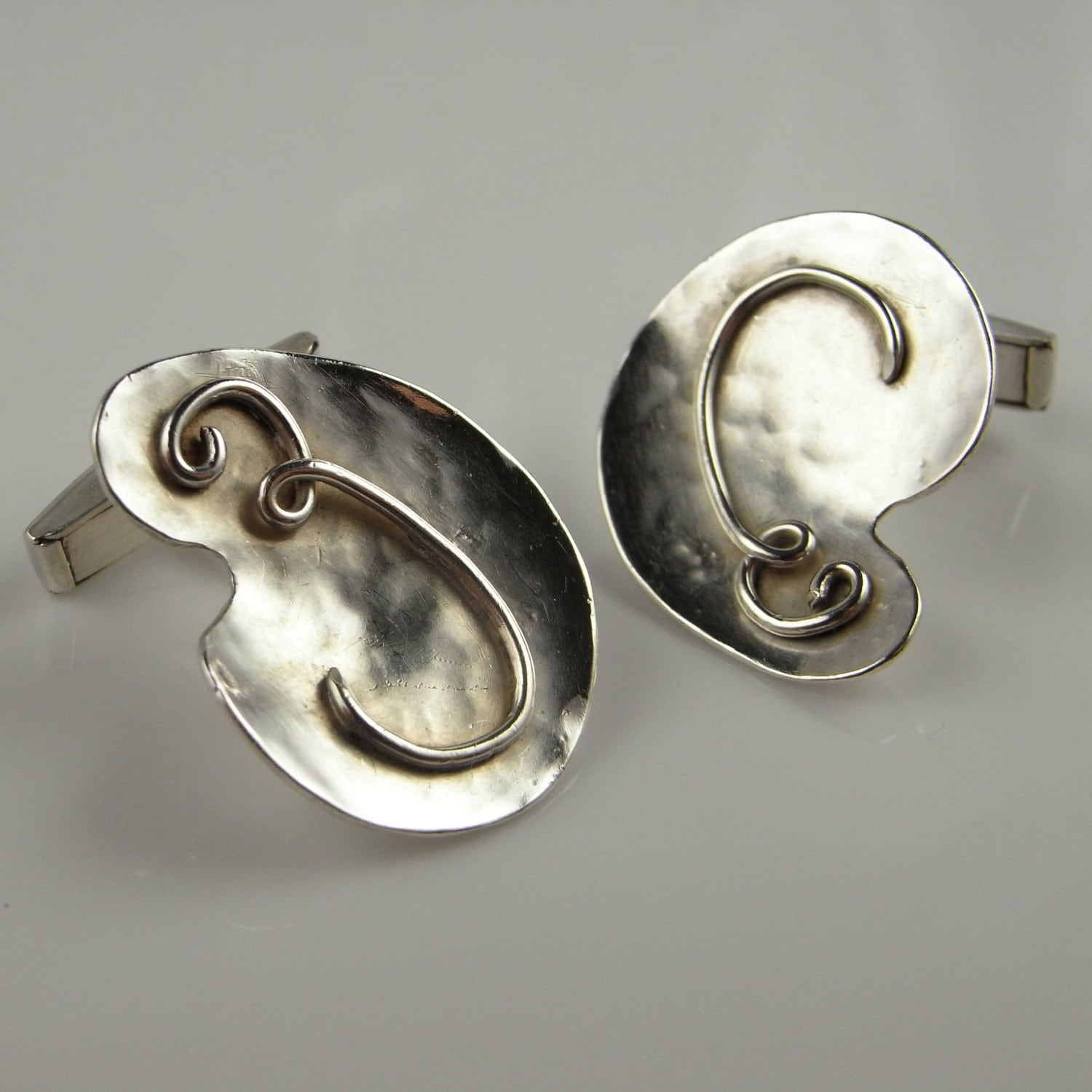 E-Monogramm Buchstabe Einzigartige Große Sterling Silber 925 Herren Manschettenknöpfe Abstrakte Modernist Handmade Accessoires Geschenke Vatertag von SalonUber