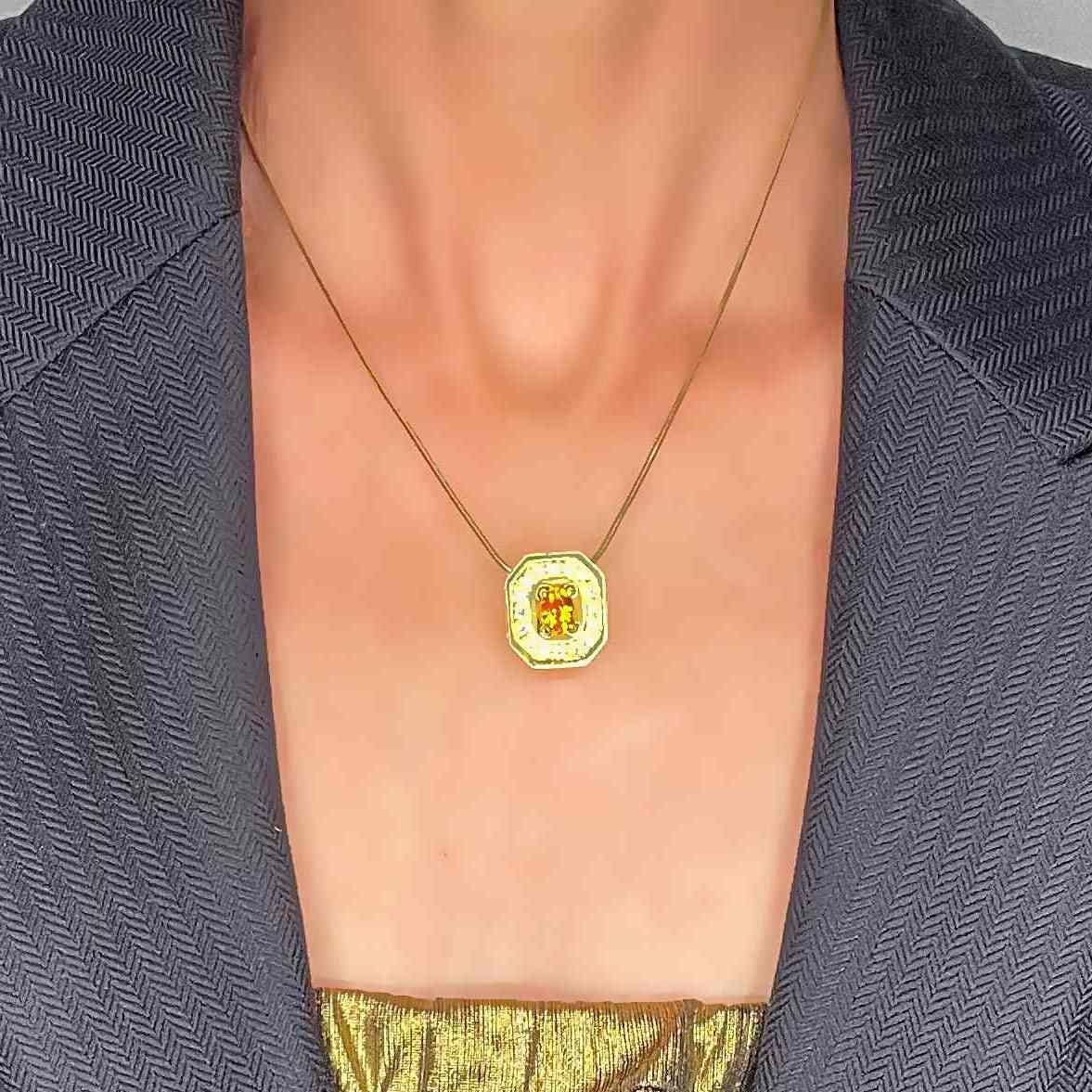 Gelber Saphir Anhänger Schmuck Nachlass Sapphire Diamant Jahrestag Geschenk Geburtsstein von SalonUber