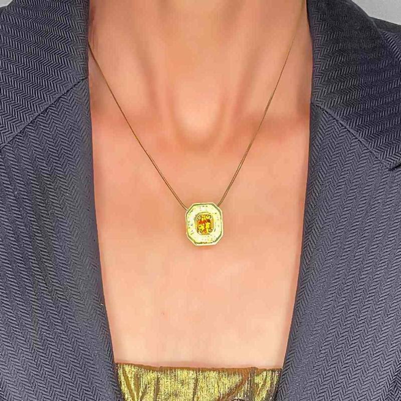 Gelber Saphir Anhänger Schmuck Nachlass Sapphire Diamant Jahrestag Geschenk Geburtsstein von SalonUber