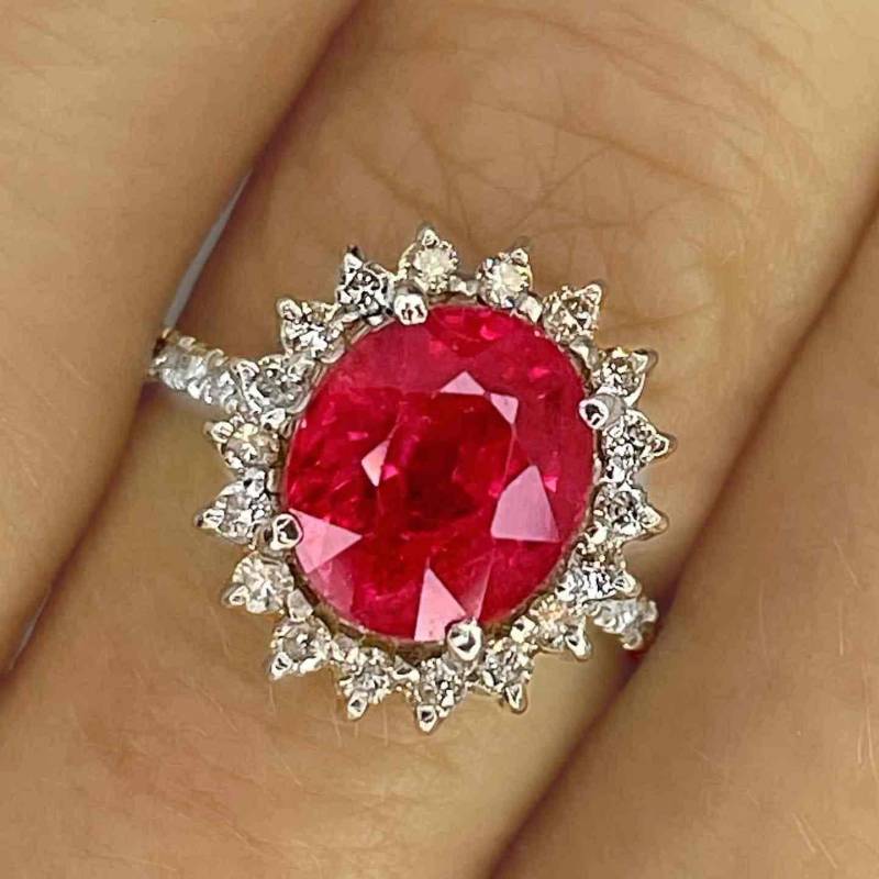 Padparadscha Saphir Ring 14K Weißgold Unerhitzter Diamant Verlobungsring Pfirsich Padparadscha Saphir Ring 14K Weißgold Unerhitzter Diamant Verlobungsring Pfirsich von SalonUber