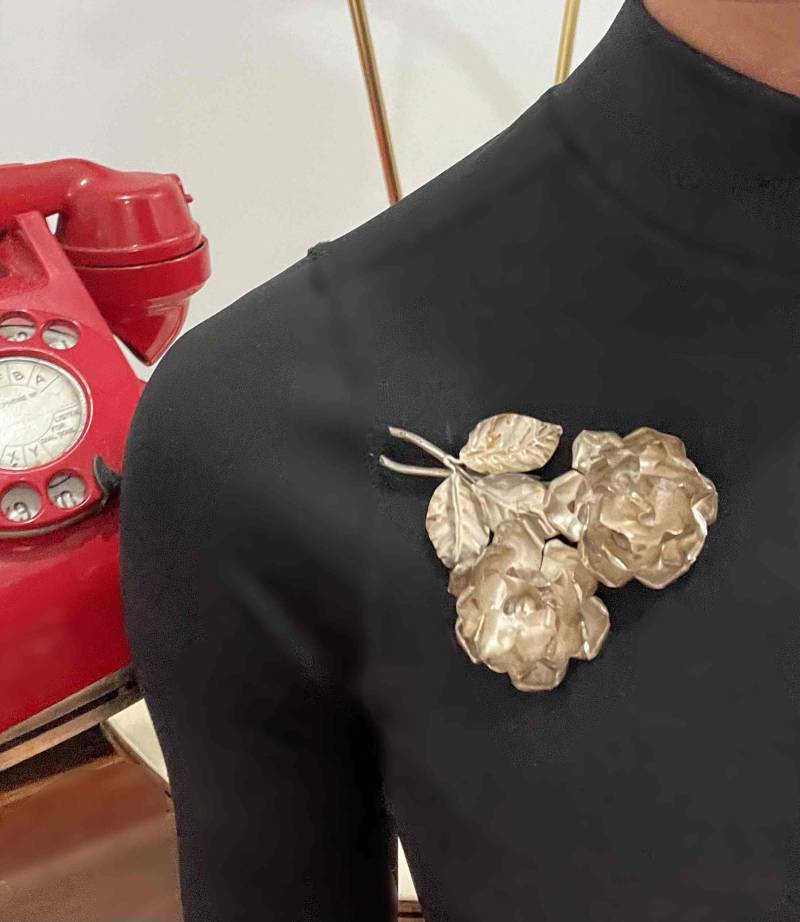 Rosen Brosche Rosenschmuck Art Deco Schmuck Vintage Hochzeitsbrosche Blumenstrauß Blumenbrosche von SalonUber