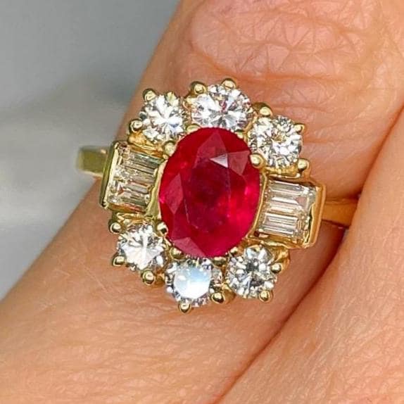 Rubin Verlobungsring Natürlicher Diamant Ring 14K 14Kt 585 Gelbgold Einzigartiger Jubiläum Ehering von SalonUber