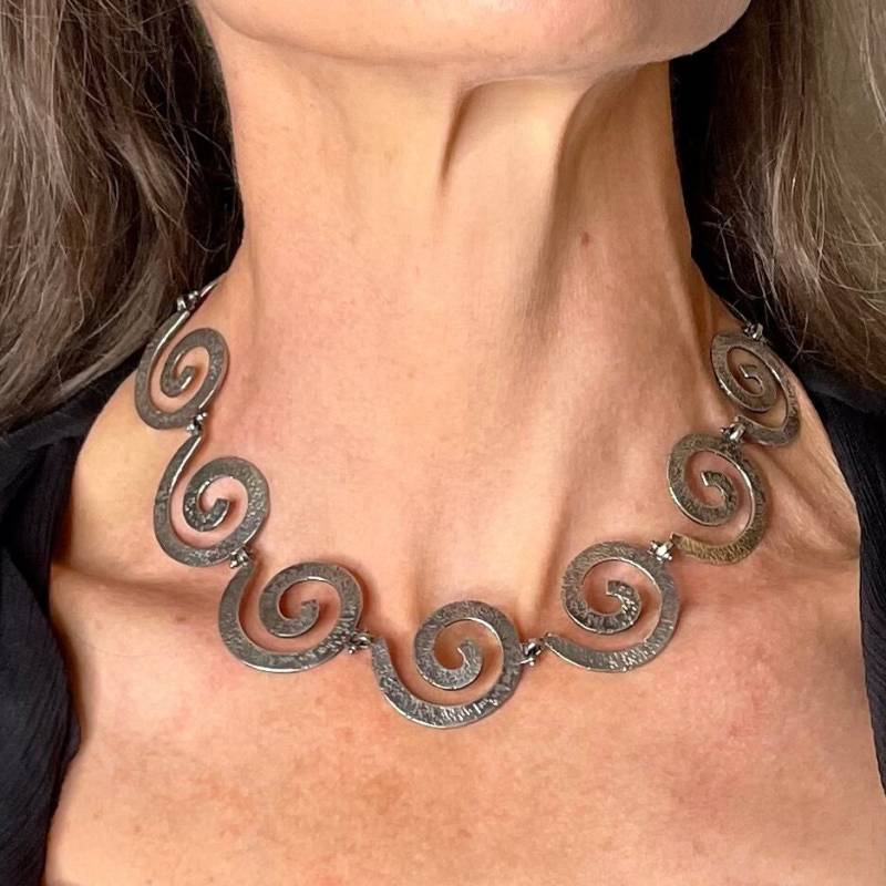 Spiral Halskette Sterling Silber 1950Er Jahre Schmuck Mid Century Modernist Swirl Spiral Halskette Sterling Silber 1950Er Jahre Schmuck Mid Century Modernist Swirl von SalonUber