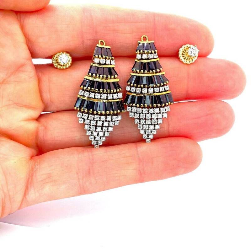 Unbehitzte Sapphire Diamant Ohrringe Fan No Heat Ohr Jackets Ohrring For Diamond Studs Unerhitzte Navy Unbehitzte Sapphire Diamant Ohrringe Fan No Heat Ohr Jackets Ohrring For Diamond Studs Unerhitzte Navy von SalonUber