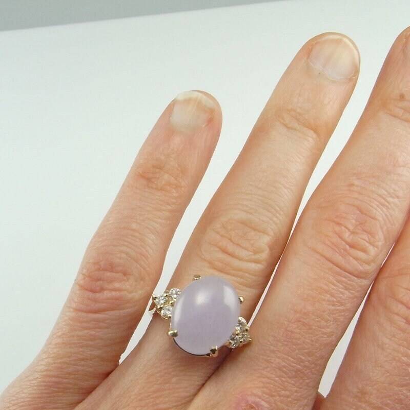 Vintage Lavendel Jade Ring Violet Natürliche Unbehandelte Cabochon Jadeit Verlobungsring Jahrestag von SalonUber