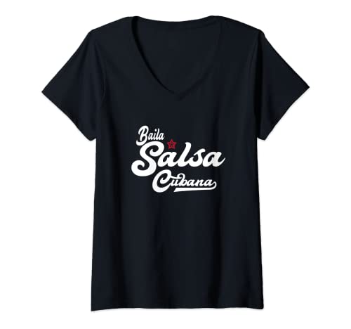 Damen Baila Salsa Cubana - Salsa-Tanz T-Shirt mit V-Ausschnitt von Salsa Cubana and Rueda De Casino Dancing
