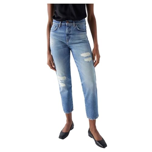 Salsa True-Jeans, Cropped Slim-Passform, MIT Rissen von Salsa