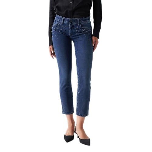 Salsa Wonder Push Up Cropped Slim Jeans mit Applikationen von Salsa